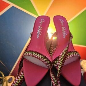 Cape Robbin Hot Pink Braided Strap Heeled Sandals